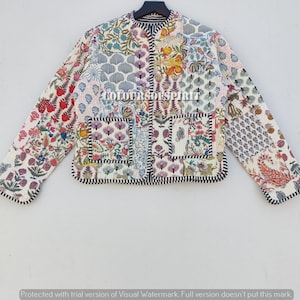 Patchwork Quilted Jackets Cotton Floral Bohemian Style Fall Winter Jacket Coat Streetwear Boho Quilted Reversible Jacket for Women