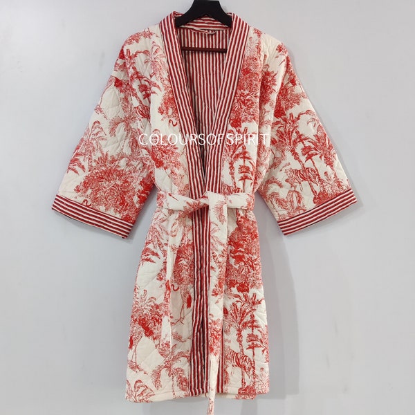Handgemaakte Slow Fashion, winterkleding gewatteerde kimono jas katoen gewatteerde winter Japanse jas handgemaakte katoenen stof katoenen stof jas