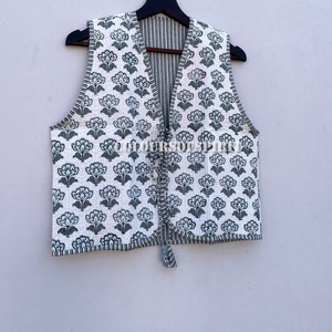 Cotton Women's Quilted  Block Printed Boho Style Quilted Handmade Jackets, Coat Holidays Gifts Button Closer Jacket for Women Gifts
