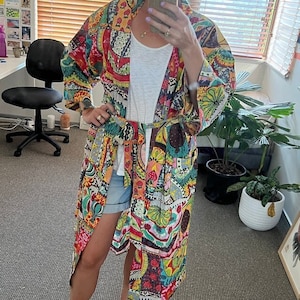 Kimono Robe, Dressing Gown, Vintage style, 100% Cotton kimono Robes, Pure cotton Kimono, Cotton Kimono, Festival Clothing, Kimono Kaftan #01