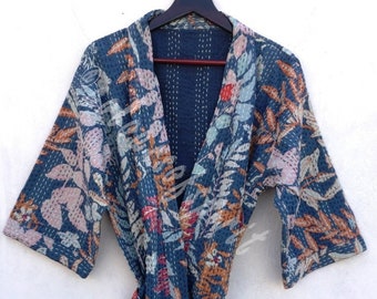 Robes Embroidery, Robes Cotton, Winter Robes, kantha Kimono,Indian Hand Made Kantha Quilted Kimono Jacket, Winter Jacket @ Jacket 05