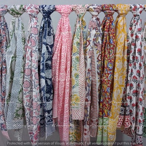 Katoenen sjaal met handblokprint, strandpareo voile, groothandel