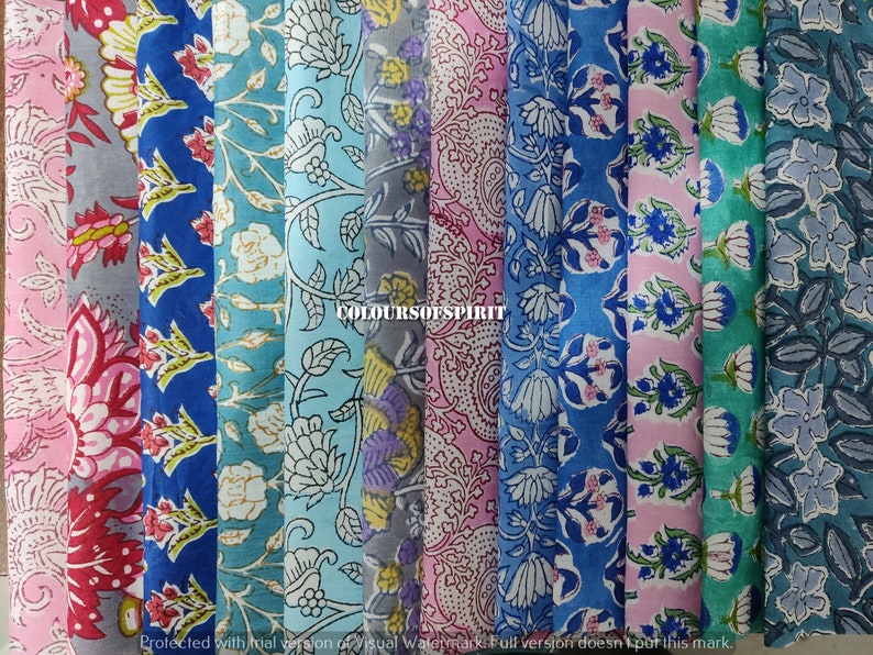 indian hand block printed scrap scrap bundle fabric scraps cotton fabric remnants flower fabric scrap cotton patches fat quarter image 3