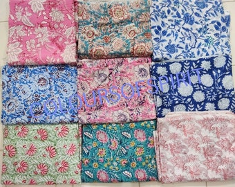 Indian hand block printed patch - scrap bundle - fabric scraps cotton - fabric remnants - flower fabric scrap - cotton patches - fat quarter