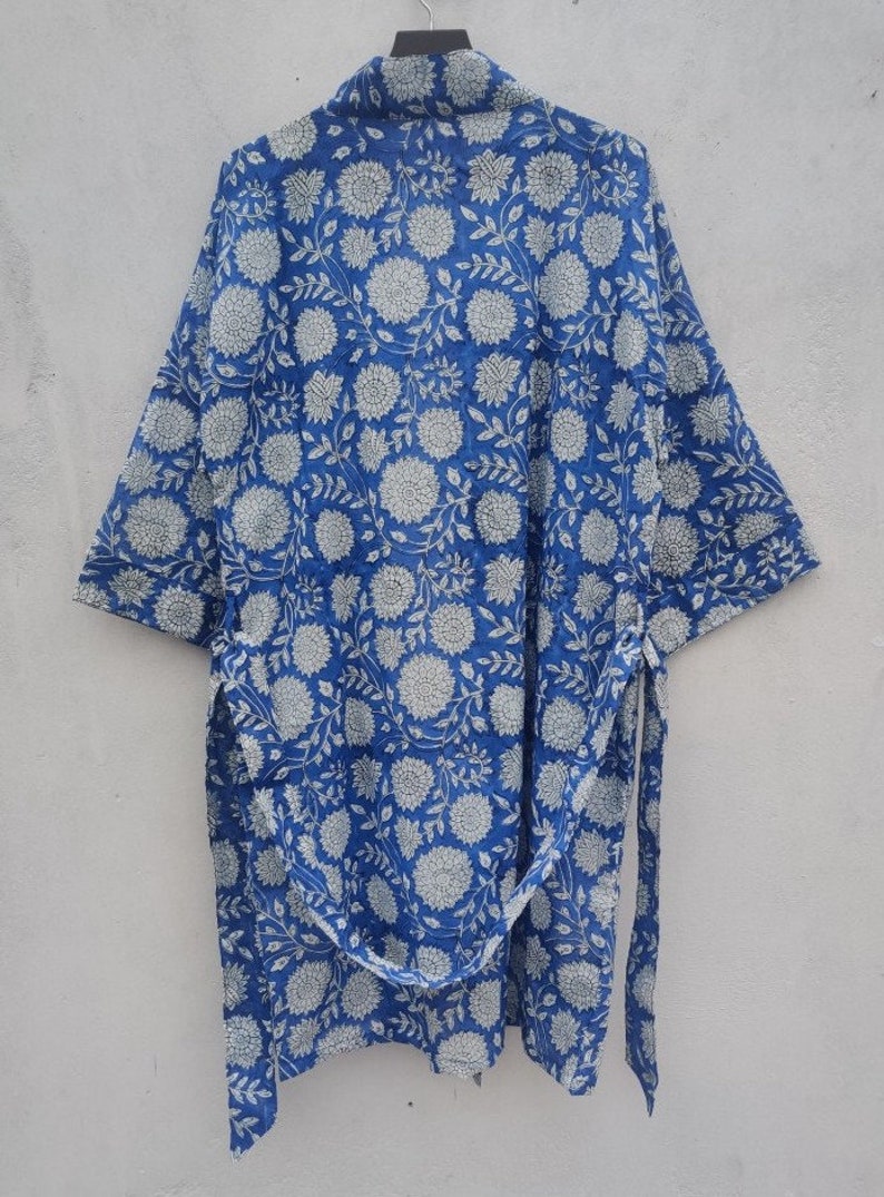 Indian Block Print Kimono Robe 100/% Cotton Kimono Handmade Cotton Robe Beach Cover up Bath Night Gown Lightweight Kimono Maternity Robe