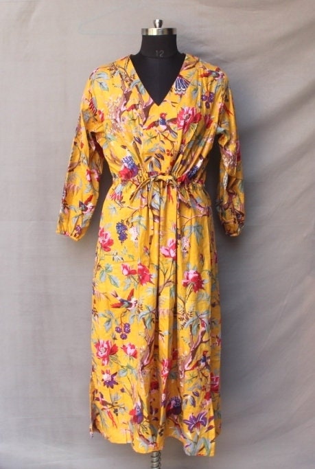 Long Tunic Boho Dress Indian Bird Print Bridesmaids Dress - Etsy