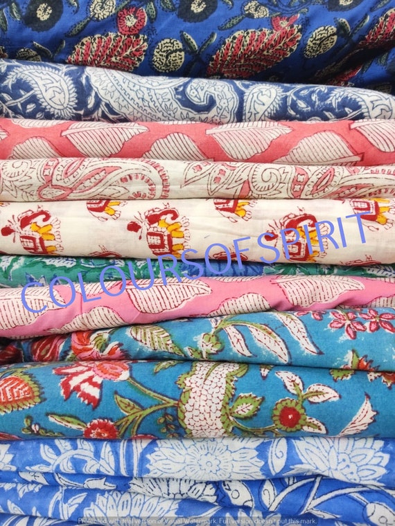 Regina Rosso Rosa Stampa Floreale Estate Piumone Kantha Cotone Casa Dorm D? Cor