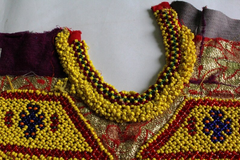 Indian Vintage Neck Yoke Embroidery OF Beads Work Handmade Etsy