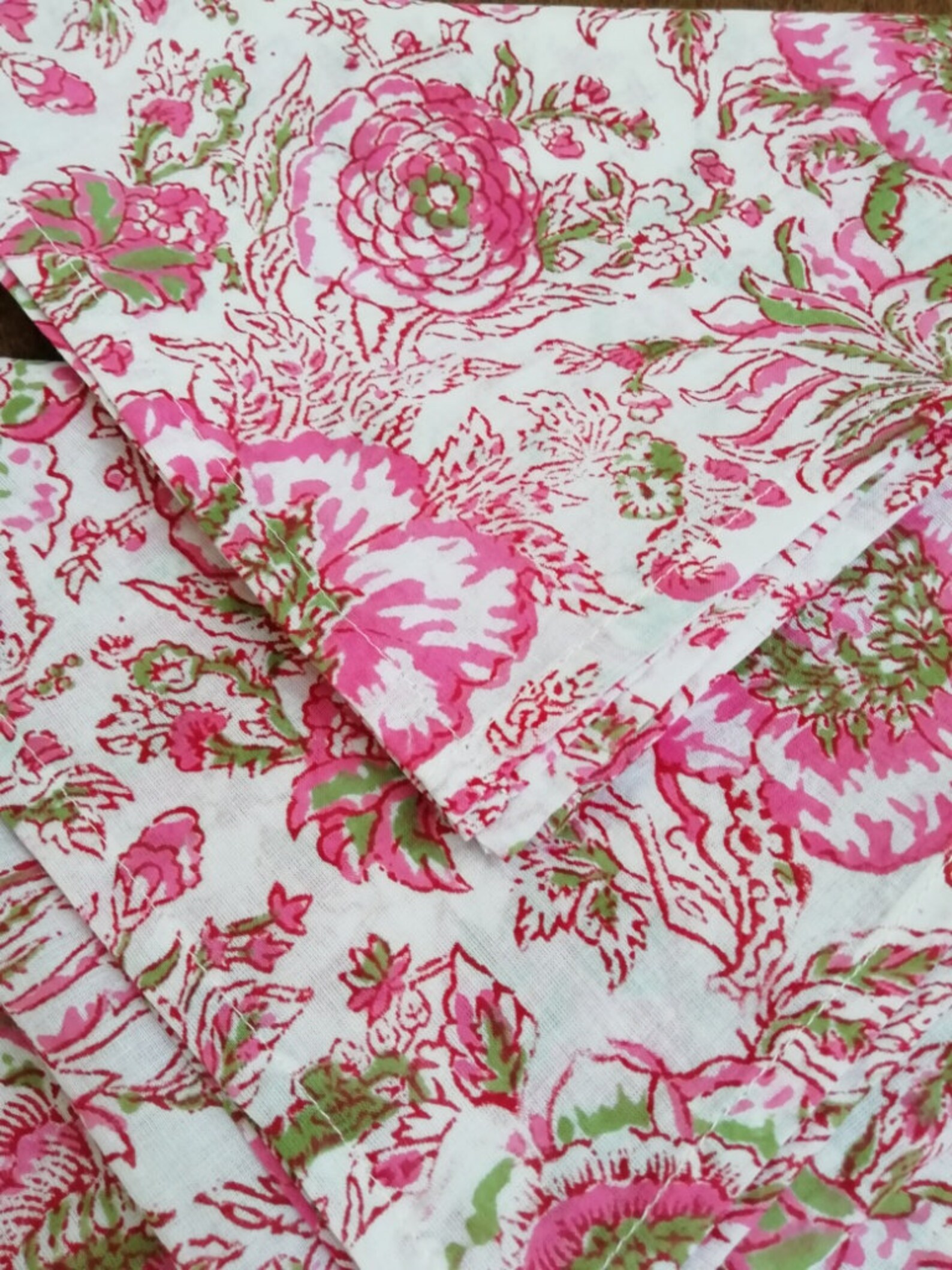 Indian Cloth Napkin Block Fabric Set of 5 Floral Print Etsy