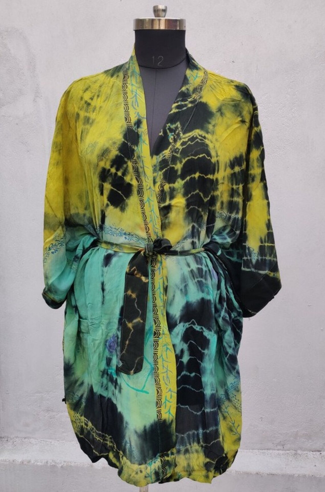 Hand Dyed Robe Tie Dye Short Kimono Women's Tie Dyed Etsy