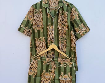 Handmade Cotton Pajama Set, Indian Block Print Sleepwear