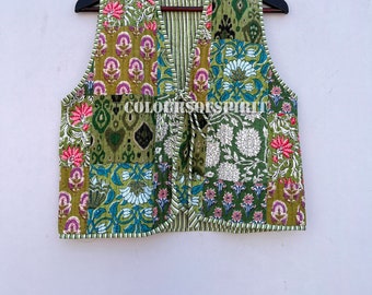 Cotton Quilted Waistcoat Vintage Style Quilted Vest Jackets