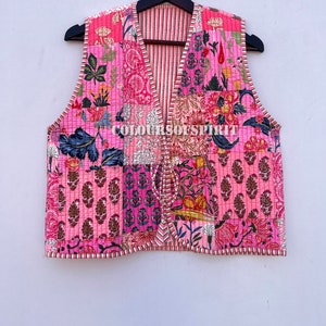 Veste matelassée en coton pour femme PINK PATCHWORK