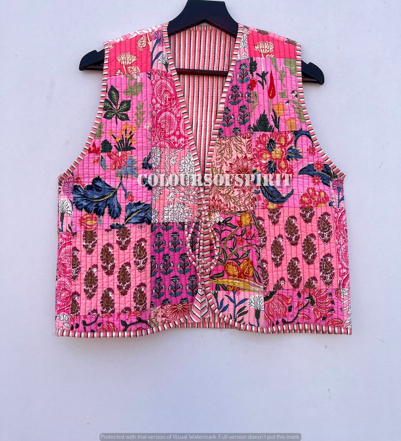 Veste matelassée en coton pour femme PINK PATCHWORK