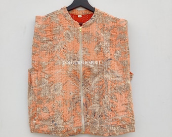 Kimono indien fait main avec gilet matelassé Kantha pour femmes portant des vestes gilet matelassé ouvert bohème Populaire maintenant, gilet court sans manches Kantha