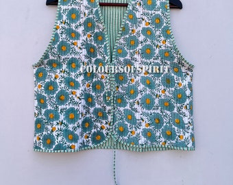 ジャケット・アウター klee Wrap ribbon quilted vest Quilted sleeveless jacket blue night | Calliope