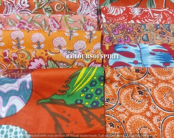 Indian hand block printed patch - scrap bundle - fabric scraps cotton - fabric remnants - flower fabric scrap - cotton patches - fat quarter