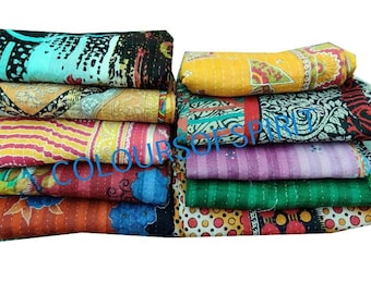 Kantha Squres, 50 Vintage Cotton Fabric Patches, 6.5-Inch Quilting Supply