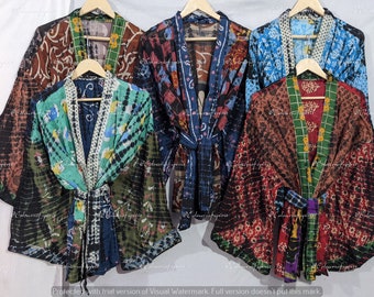 Bata sari de algodón ligero kimono de algodón vintage mujeres kimono bata de kimono de vacaciones Patchwork kimono Kimonos de algodón para mujer Bata al por mayor