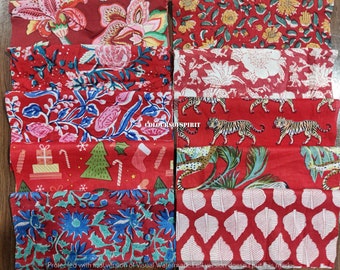 Indian Hand Block Print Soft Fabric By Meter, 100 % Pure Cotton Voile Fabric For Dress Making ,Sewing, Crafting, Upholstery