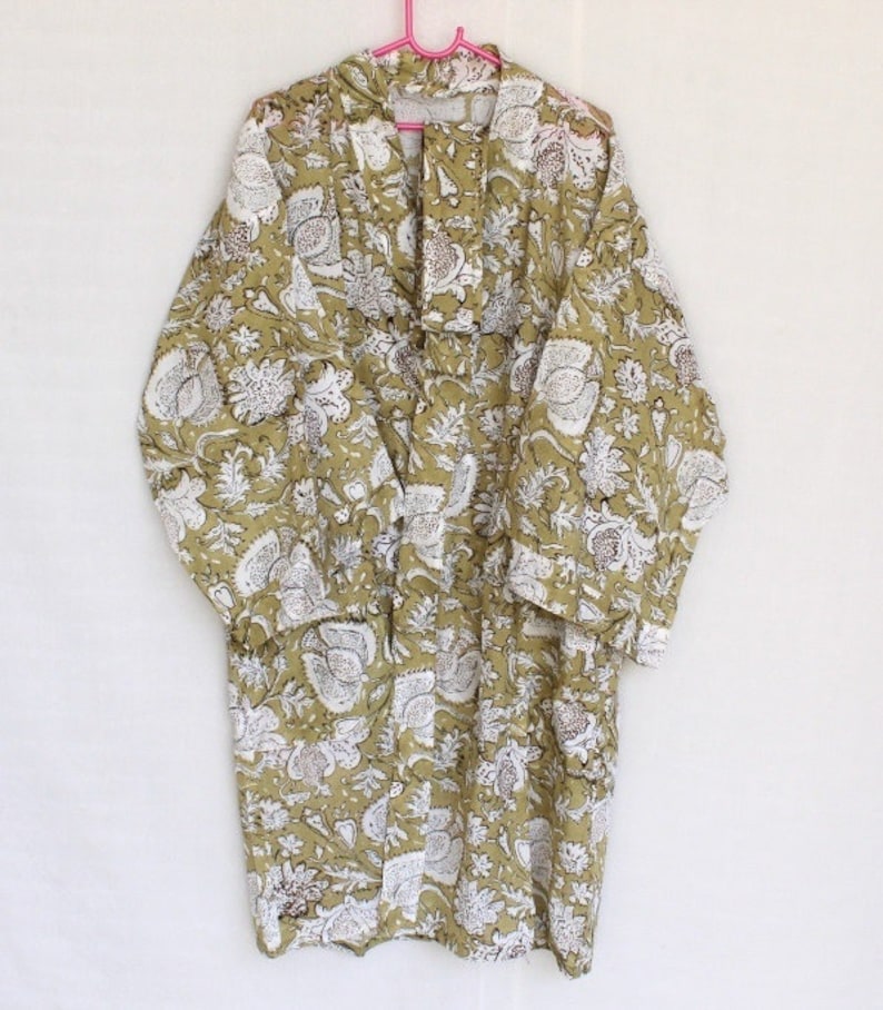 Cotton Kimono Indian Robes Women Wear Body Crossover Bridesmaid Dressing Gown Hand Patch Work Block Print Cotton Bathrobe Dressing Gown