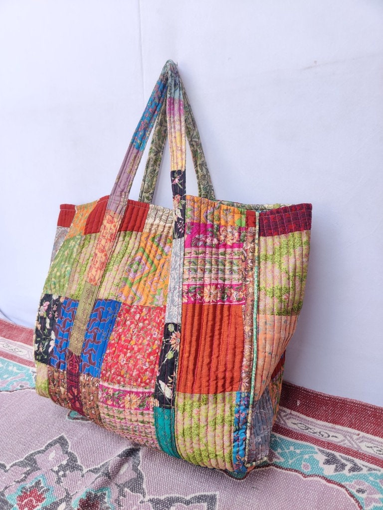 Patchwork Tote Bag PATTERN Large Quilted Tote Women's Etsy