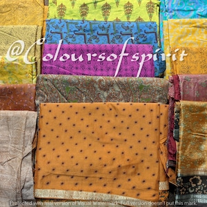 Rebuts de tissu sari en soie recyclée pour embellissements, courtepointe