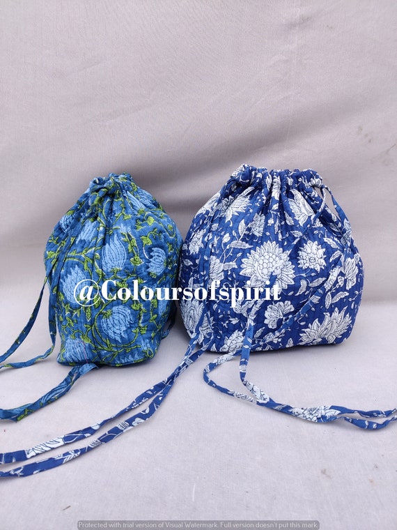 Handblock Cotton Bag/ Zero Waste/ Cotton Bag/ Quilted Bag/ Etsy