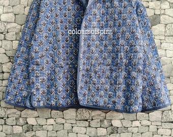 Kantha Cotton Jacket, Floral Printed Quilted Coat, Womens