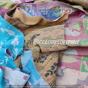 Retazos de tela Kantha vintage, piezas 100% algodón por libra.