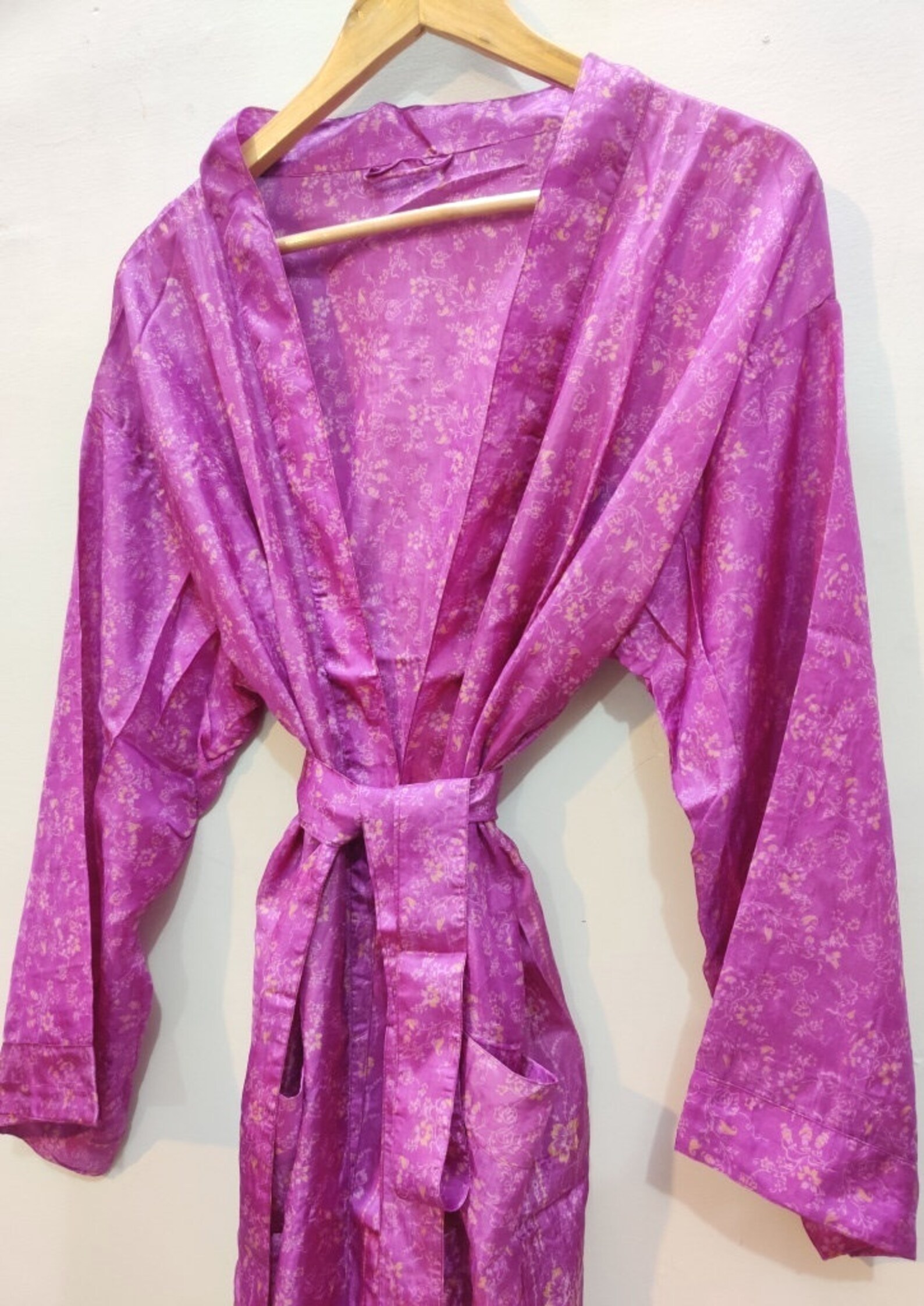 Indian polyester sari kimono jacket recycled kimono poly Etsy