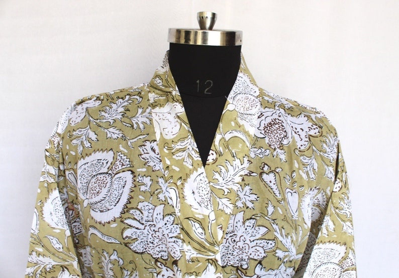 Cotton Kimono Indian Robes Women Wear Body Crossover Bridesmaid Dressing Gown Hand Patch Work Block Print Cotton Bathrobe Dressing Gown