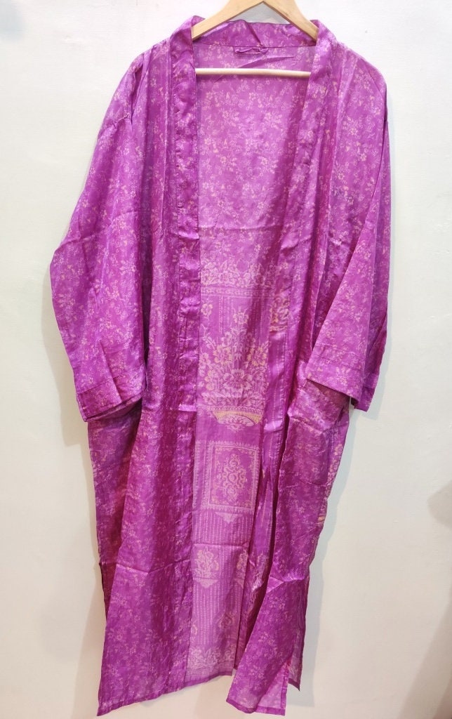 Indian polyester sari kimono jacket recycled kimono poly Etsy