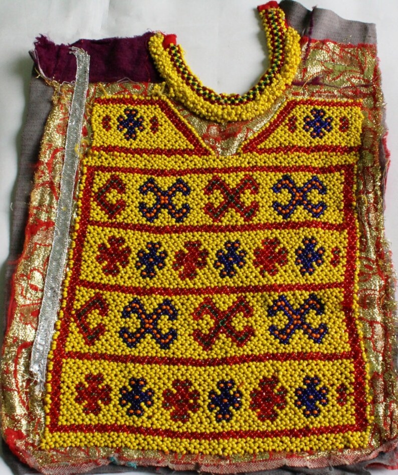 Indian Vintage Neck Yoke Embroidery OF Beads Work Handmade Etsy