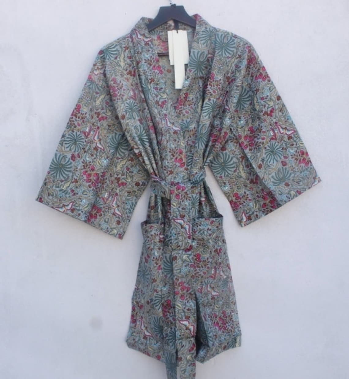 SALE 100 Cotton Kimono Robes Floral Print Kimono Dressing Etsy UK