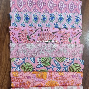 Indian hand block printed patch scrap bundle fabric scraps cotton fabric remnants flower fabric scrap cotton patches fat quarter image 4