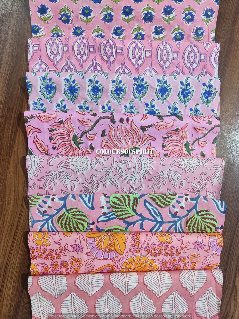 Indian hand block printed patch scrap bundle fabric scraps cotton fabric remnants flower fabric scrap cotton patches fat quarter image 4