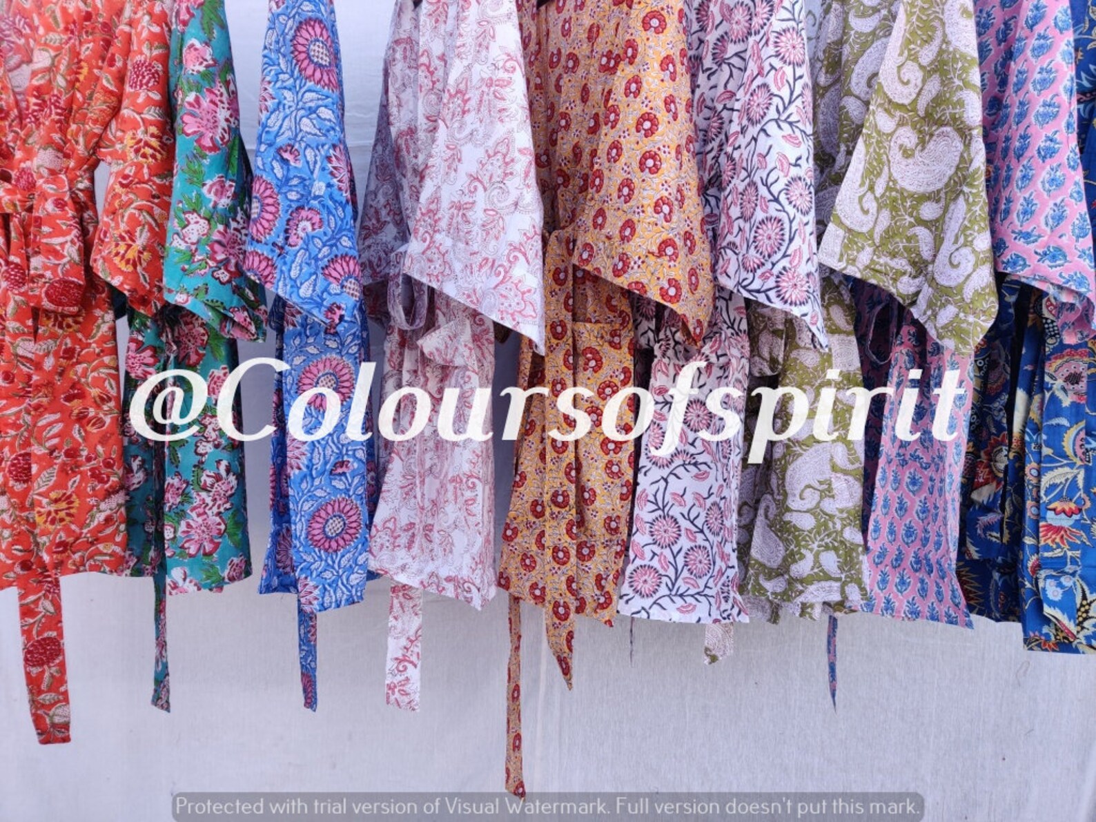 Indian Hand Print Kimono Robe Colorful Kimono Robes Maternity Etsy