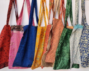 WHOLESALE LOT of Eco Friendly carry bags lot Wholesale polyester mix fabric shopping bag-Sustainable Silk market bag -handbag