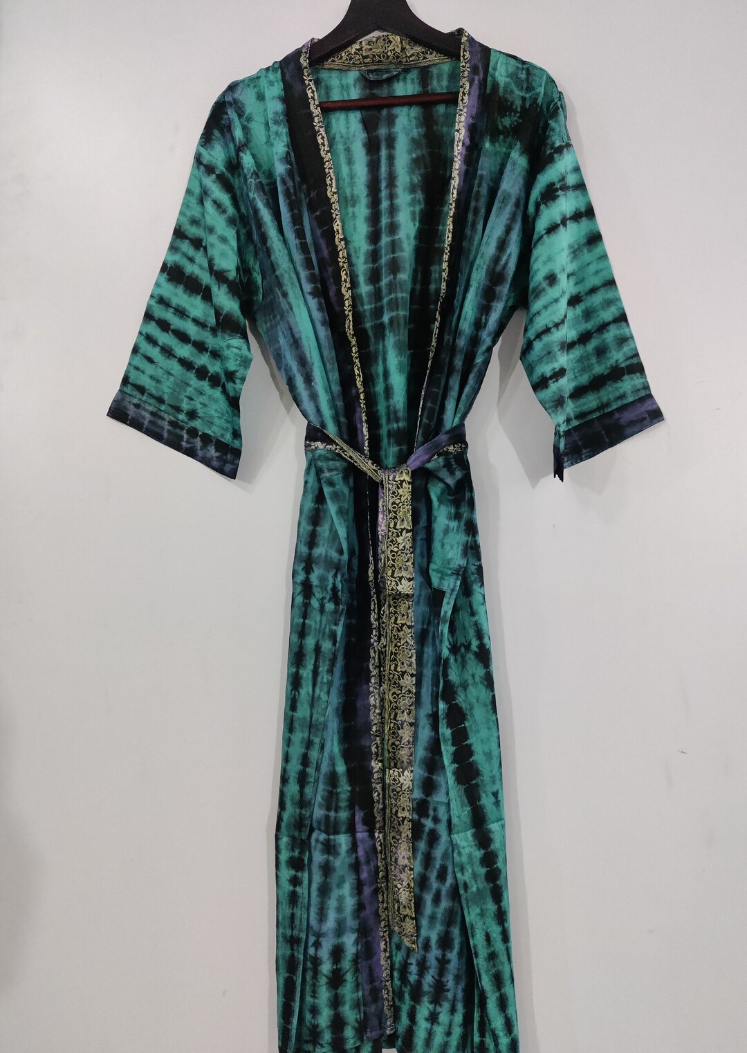 Tie Dye Blue Print Women's Robe