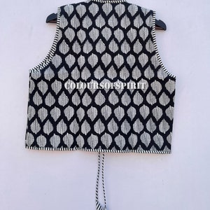 Gilet matelassé en coton pour femmes, imprimé bohème, vestes matelassées faites main, manteau, cadeaux de vacances, bouton de fermeture pour femme, cadeaux image 6