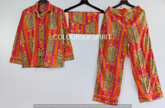 Hand Block Print Cotton Women's Pajama Set, Jaipur PJs