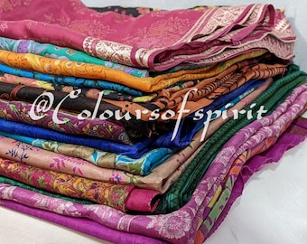 Lote enorme 100% seda pura Vintage Sari restos de tela paquete de chatarra Quilting Journal Project por 10 X 10 pulgadas Saree Square Cuts