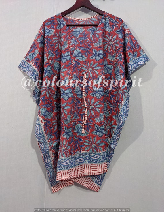 New Malaya 100% Block Print Cotton Kaftan Dress Maxi Tunic One - Etsy