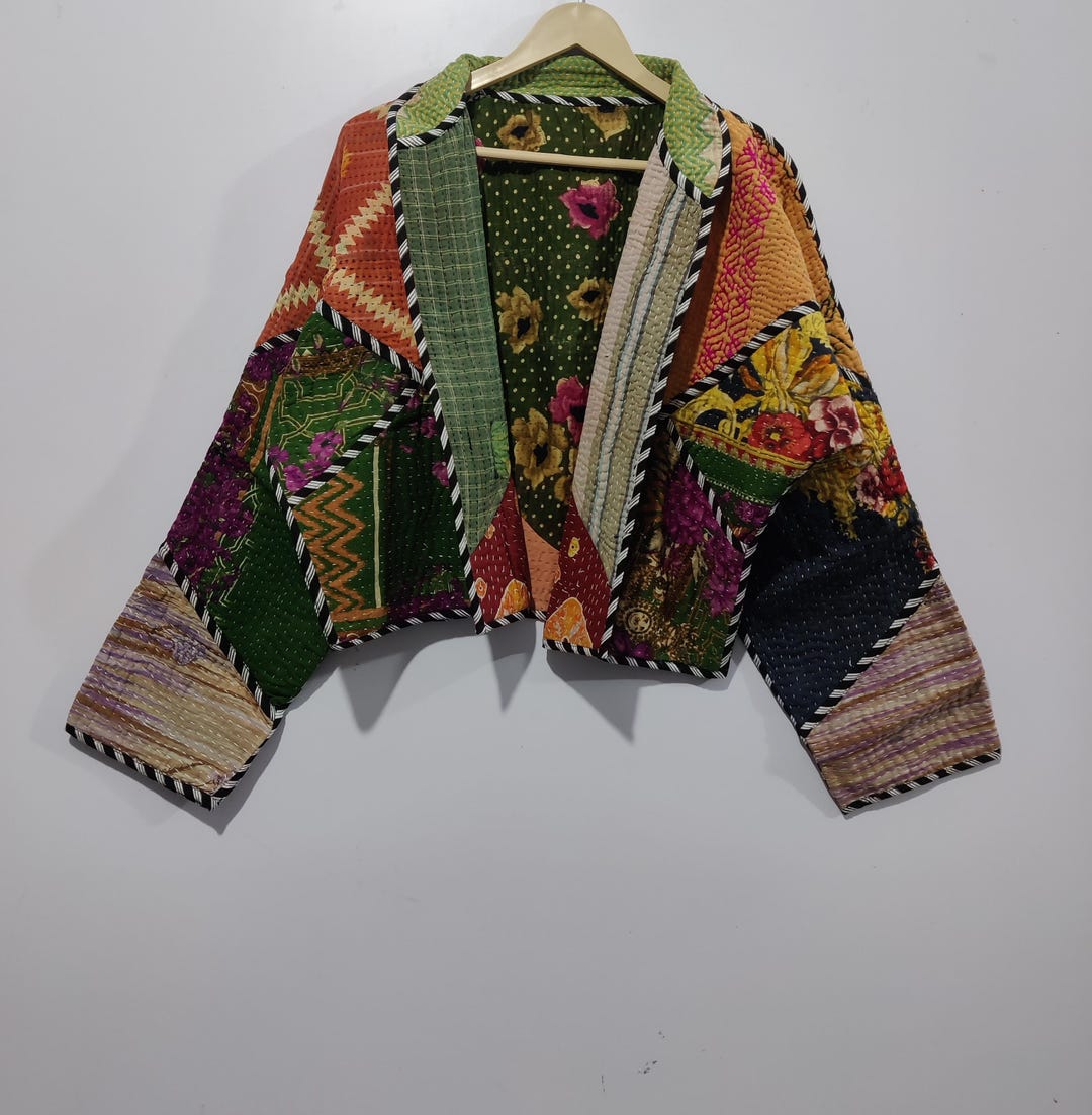 Beige Kantha Emb. Jacket