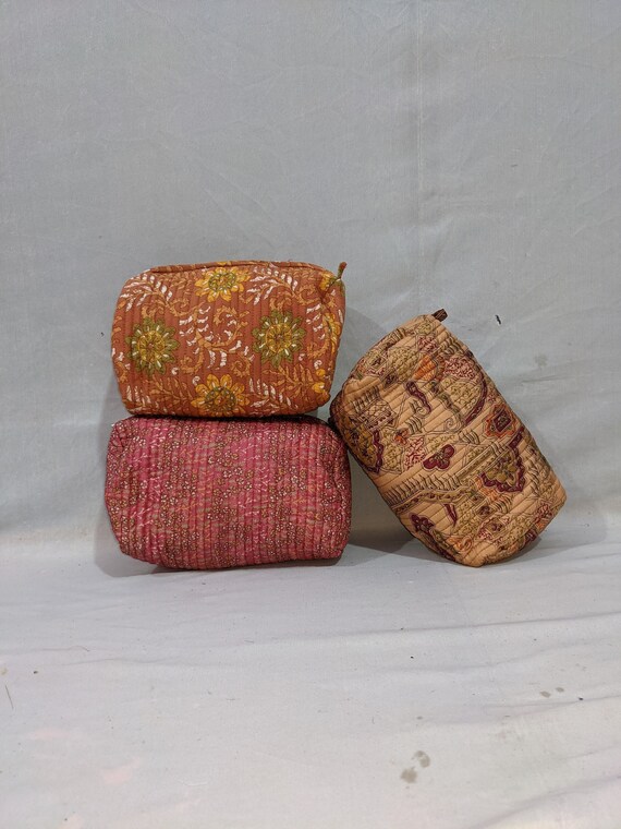Vintage Sari Makeup Bag Small Cosmetic Pouch Travel Bag Wash Bag Toiletry Bag Upcycled Sari Fabric Ethically Handmade Bag Etsy Ireland