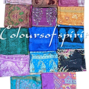 Lot 100 % pure soie vintage sari FAT QUARTERS Bundle Quilting Craft Journal Project Decor Material Inde Oeufs de Pâques en pouces