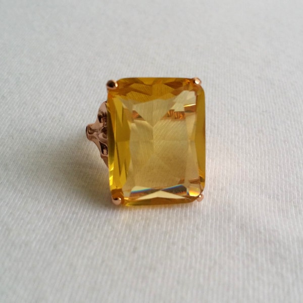 Wunderbare 14k Rose Gold über 925 Sterling Silber Citrin Ring Glasgröße 7,25
