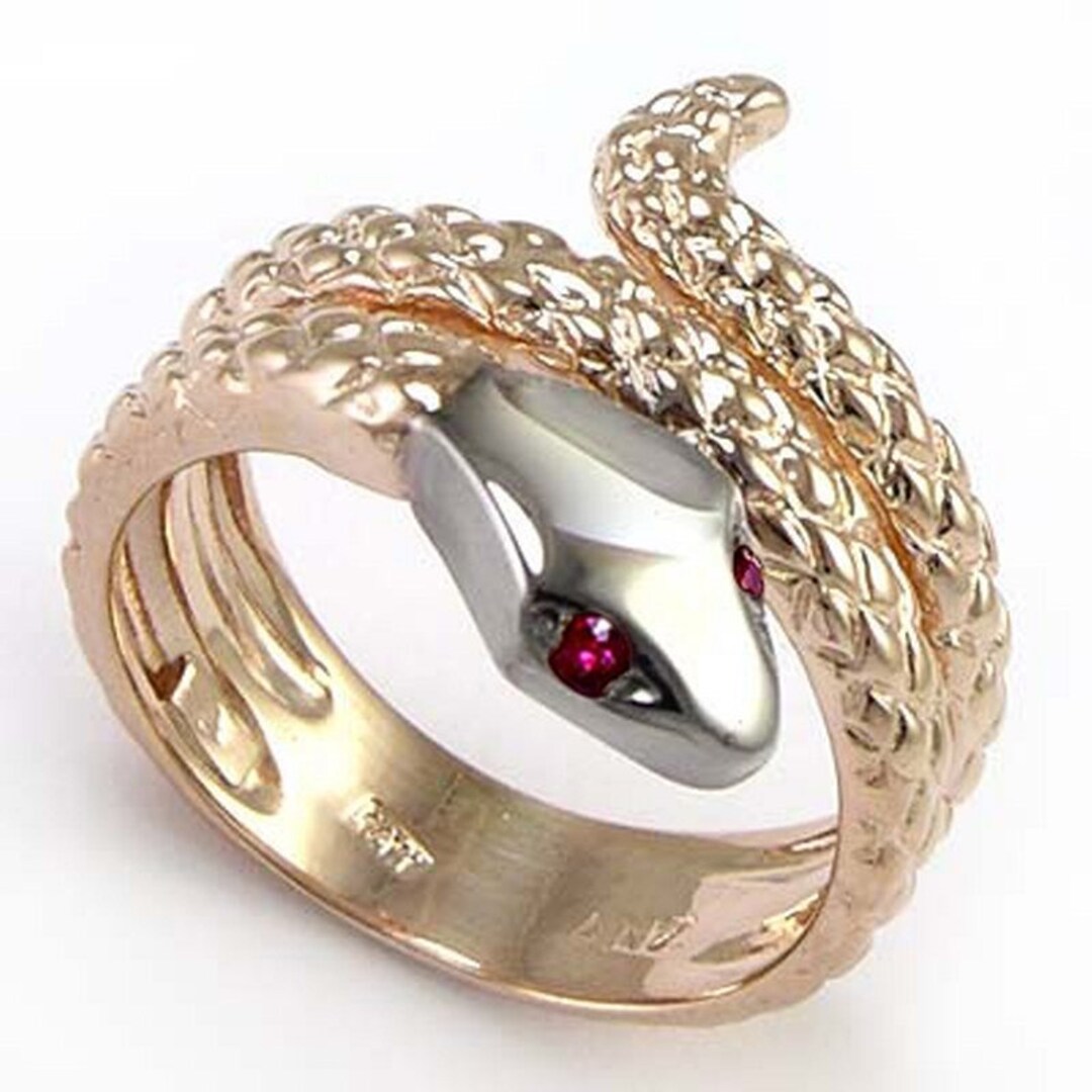 Ruby Snake Ring 14k Rose White Gold Ruby Eye Serpent Snake Ring #R695 - Etsy