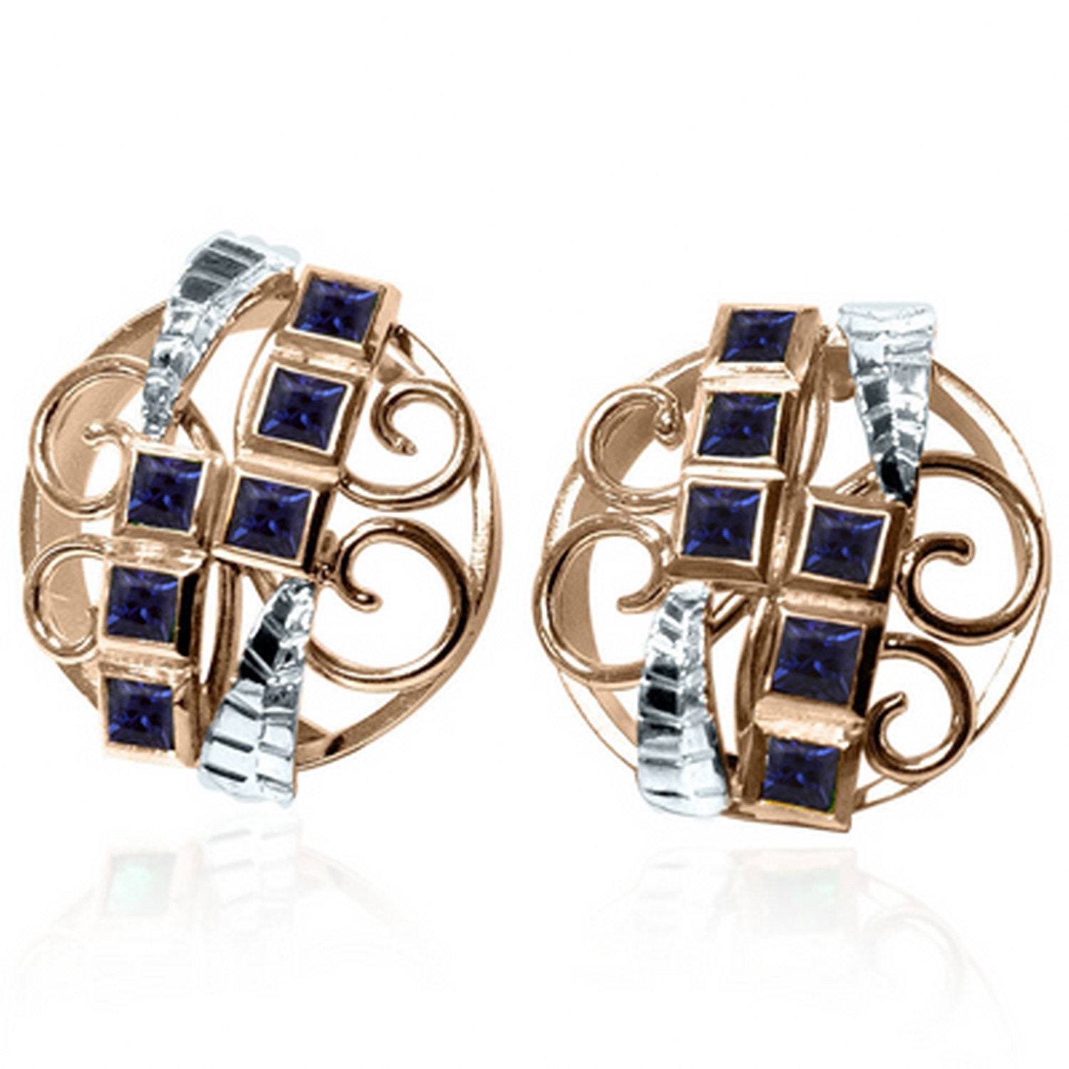 4 Karat Prinzessin Cut Labor-Saphir Ohrstecker – 14K Weißgold, FL/D Diamanten, Ideal Cut, USA-Handarbeit